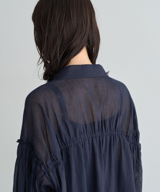 YECCA VECCA 綿麻シアーボリュームギャザーシャツ Off White
