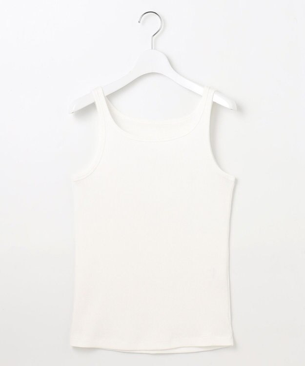 自由区 【洗える】ソフトリブテレコ タンクトップ ホワイト