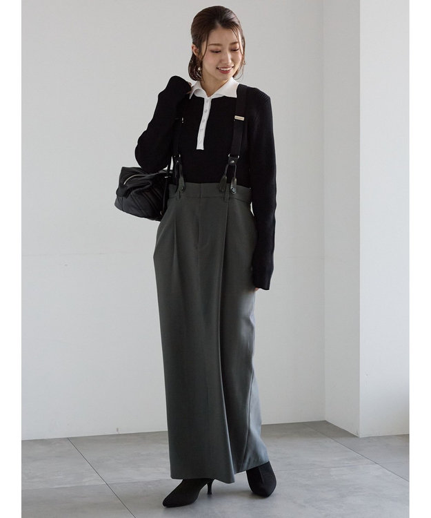 Te chichi サスペンダータイトスカート グレー