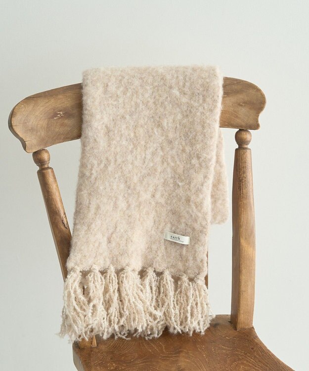 earth music&ecology ループヤーンフリンジマフラー Pink Beige