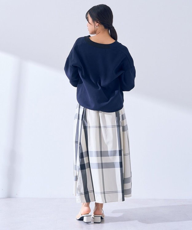 YECCA VECCA 配色VネックZIPカーディガン Navy