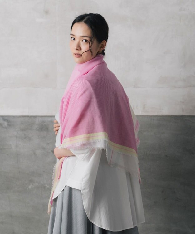 POLS 播州織 極細コットンストール ピンク
