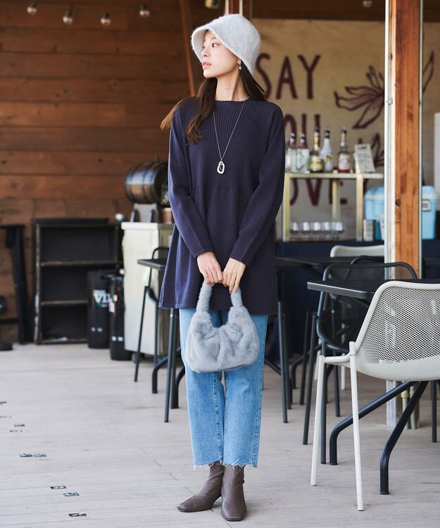 Tiaclasse 【安田美沙子さん着用】フェイクファーバック グレー