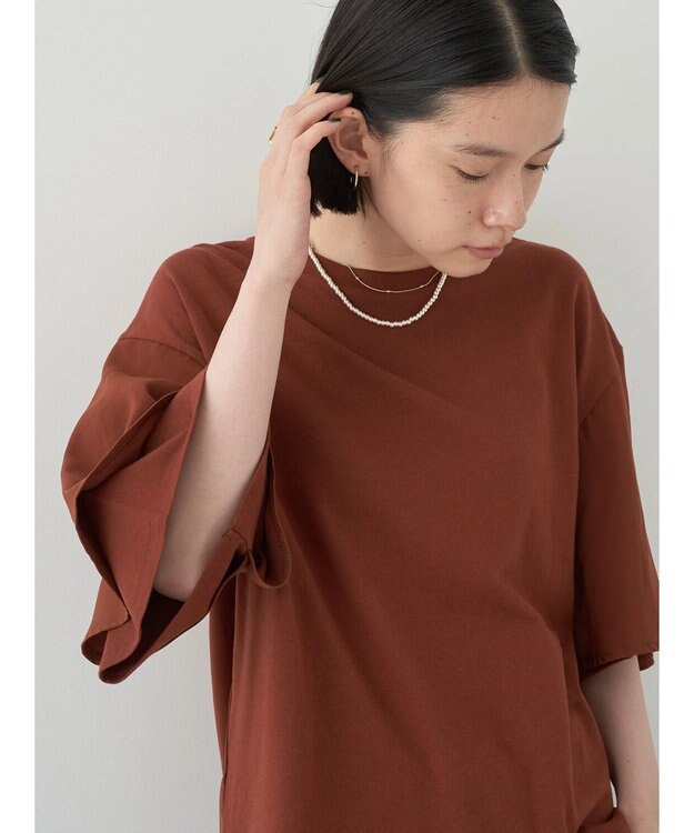 AMERICAN HOLIC 異素材スリーブプルオーバー Terracotta