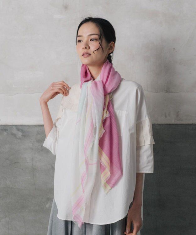 POLS 播州織 極細コットンストール ピンク