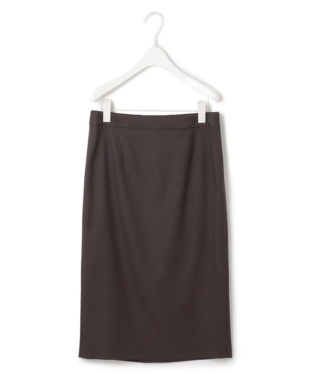 ICB L 【洗える】プロヴィスウールツイル  タイトスカート チャコール系