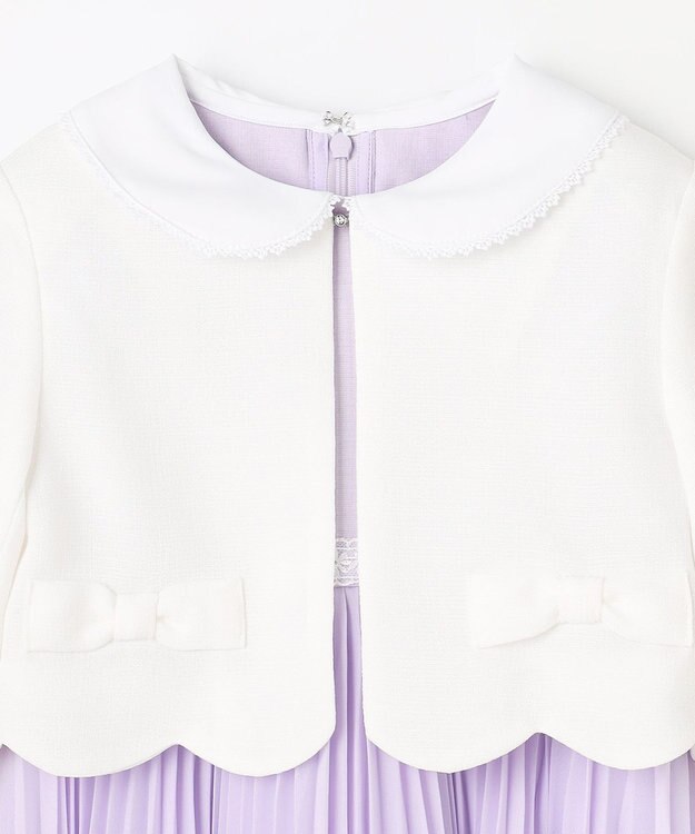 ANY KIDS 【2点セット】リボンボレロジャケット+シフォンプリーツ ワンピース ラベンダー