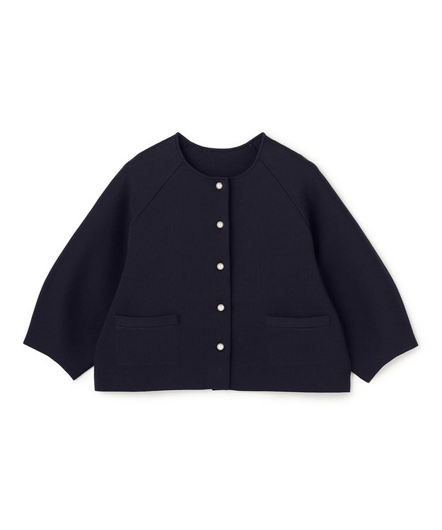 UNFILO L BEAUTY FORM KNIT パールボタン カーディガン ネイビー