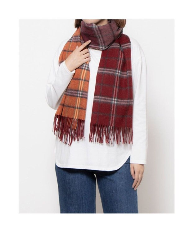 UNBILLION カシュネ cache nez / ウールメニーチェックストール レッド