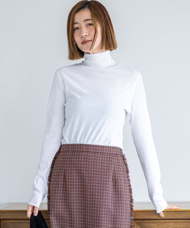 23区 L 【SLOW/一部店舗限定】シアーフライス タートルネック カットソー ホワイト系