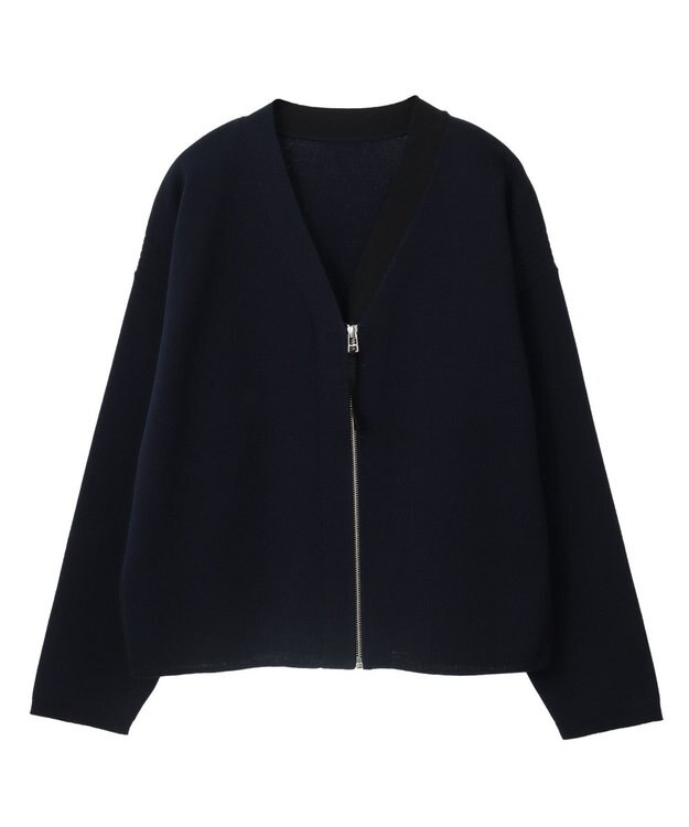YECCA VECCA 配色VネックZIPカーディガン Navy