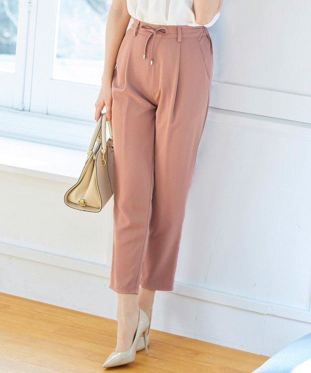 Tiaclasse 【洗える】幅広く活躍が期待できるドロストパンツ モーヴピンク