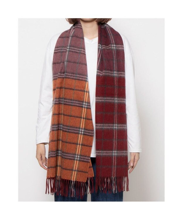 UNBILLION カシュネ cache nez / ウールメニーチェックストール レッド