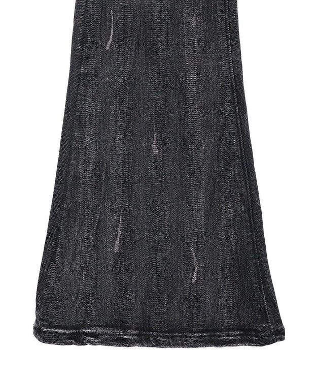 WEGO 【美脚】ダメージフレアデニム ブラック