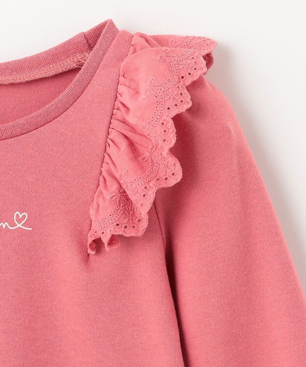 ANY KIDS 肩レース長袖Tシャツ ピンク