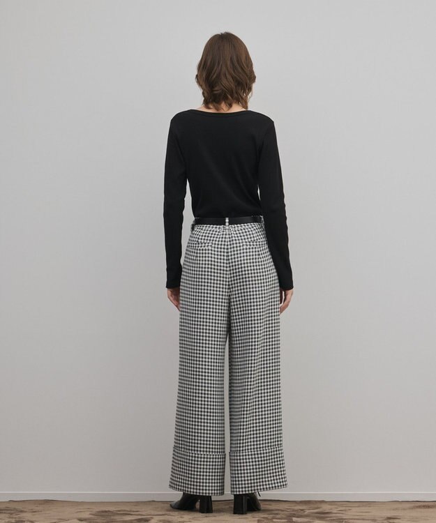 GRACE CONTINENTAL ロールアップギンガムパンツ バイカラー