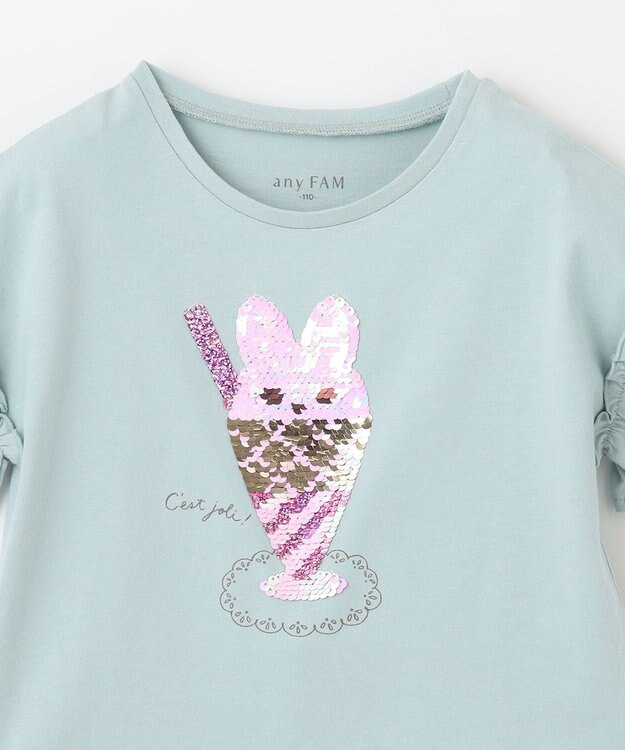 ANY KIDS 接触冷感 ミラクルスパンコール Tシャツ サックスブルー系