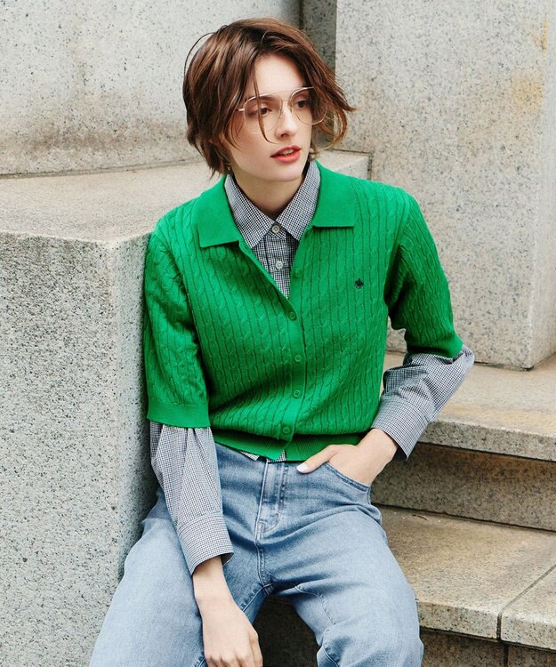 ANY 【POLO BCS別注】ケーブルニットポロ グリーン