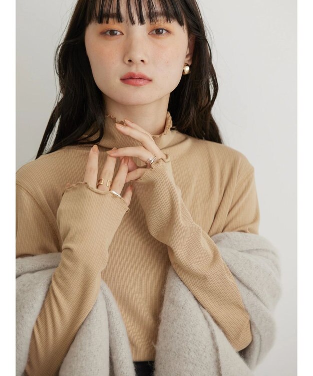 AMERICAN HOLIC 針抜きタートルプルオーバー Camel