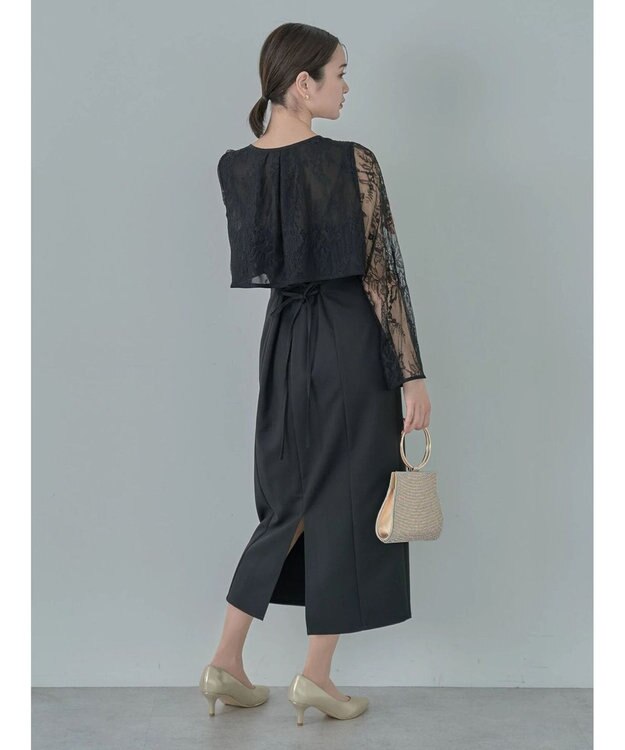 earth music&ecology ＳＥＴ２点　レースブラウス付きナローワンピース Black