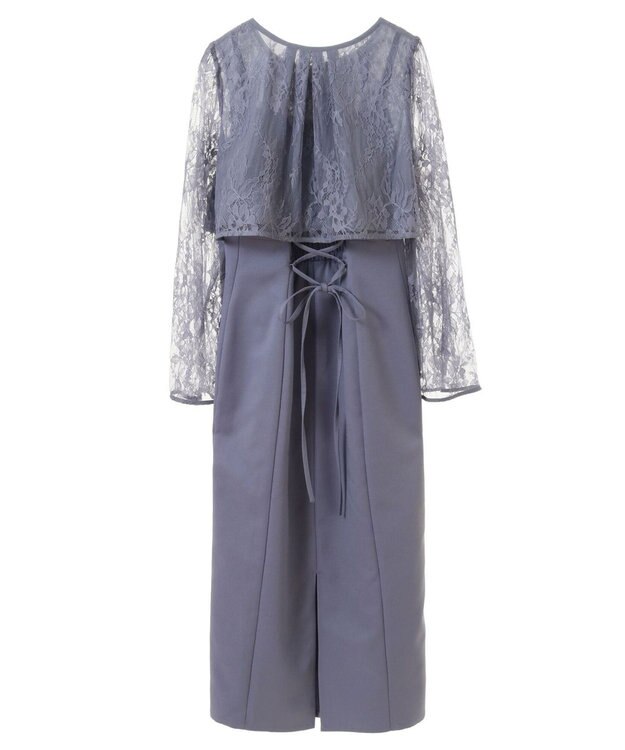 earth music&ecology ＳＥＴ２点　レースブラウス付きナローワンピース Grayish Blue