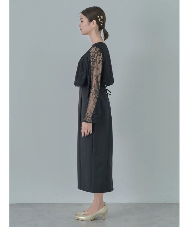earth music&ecology ＳＥＴ２点　レースブラウス付きナローワンピース Black