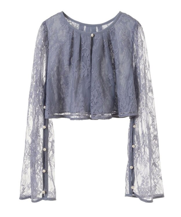 earth music&ecology ＳＥＴ２点　レースブラウス付きナローワンピース Grayish Blue