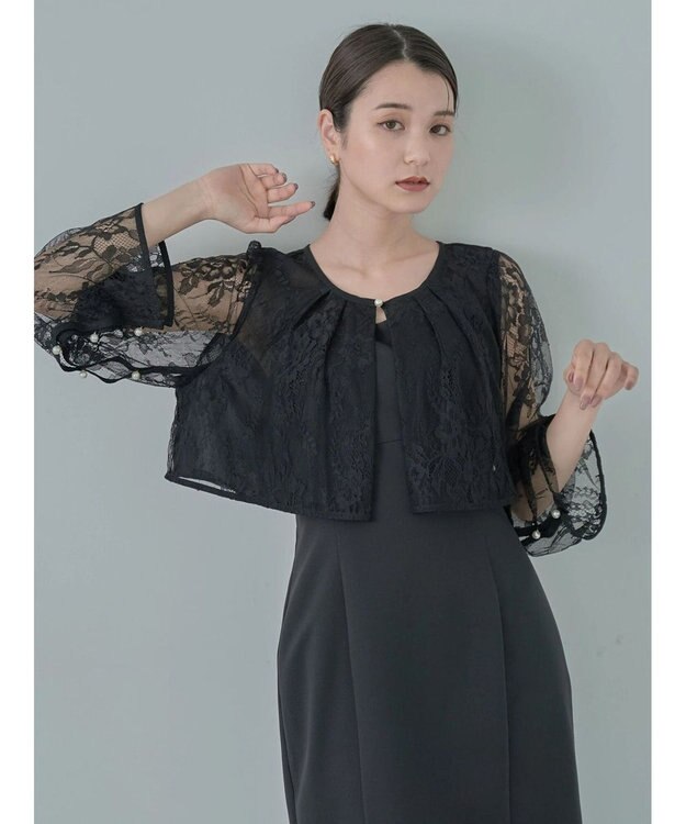 earth music&ecology ＳＥＴ２点　レースブラウス付きナローワンピース Black