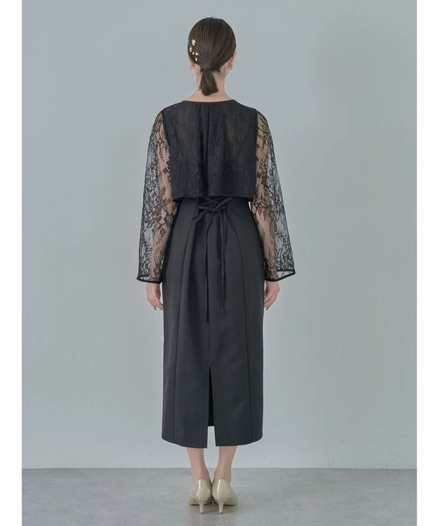 earth music&ecology ＳＥＴ２点　レースブラウス付きナローワンピース Black
