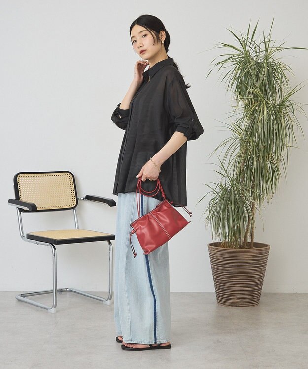 AMERICAN HOLIC ウエストタックシアーストライプシャツ Black