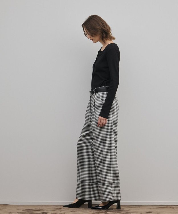 GRACE CONTINENTAL ロールアップギンガムパンツ バイカラー