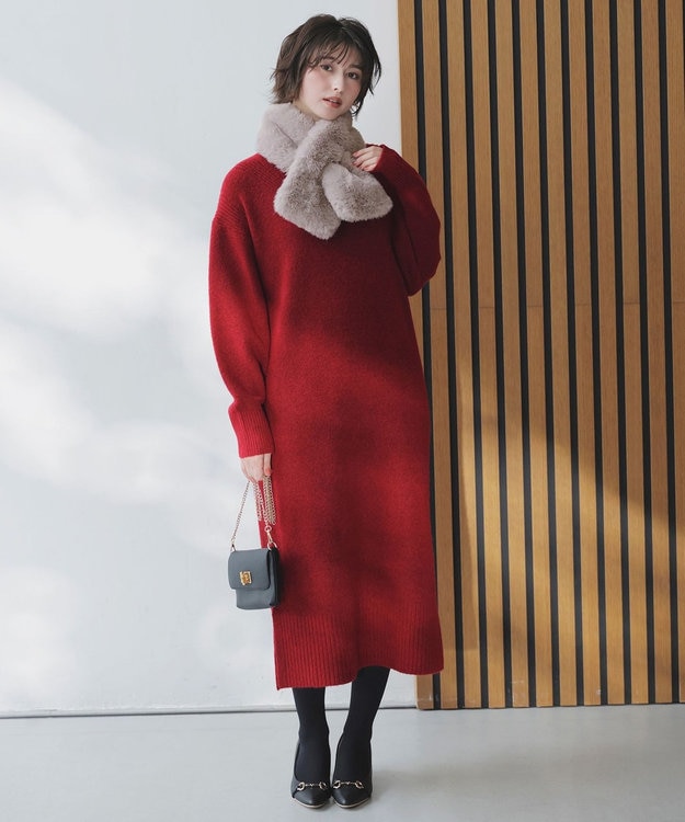 ANY SIS フェイクファー ティペット ライトグレー