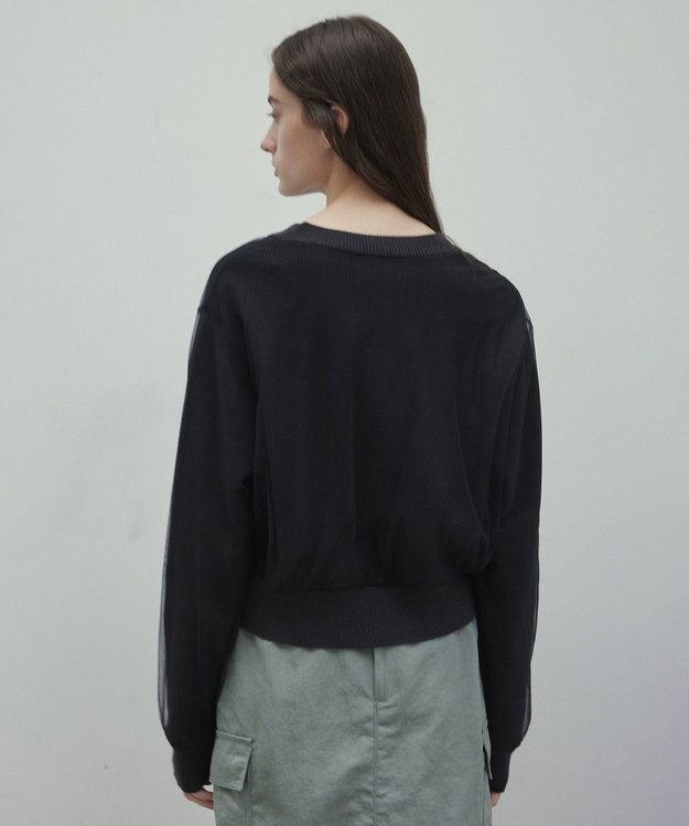 BEIGE， 【洗える・GISELe 4月号掲載】MYRTLE / チュールレイヤードカーディガン Slate