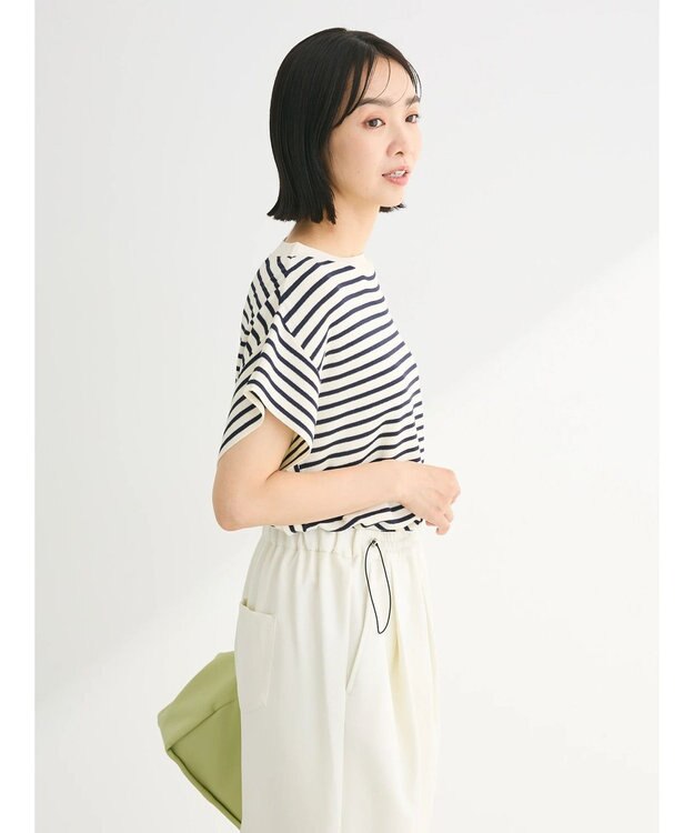 Green Parks 推しニット　フレンチスリーブニットプルオーバー Border