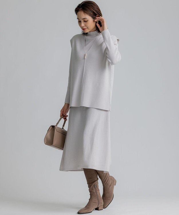 組曲 L 【2SET・WEB限定】ジレワンピースセット ライトグレー系