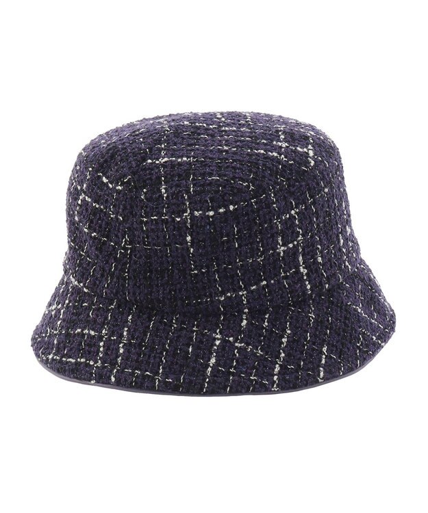 MOONBAT FURLA 【日本製】チェックツイード バケットハット ダークパープル