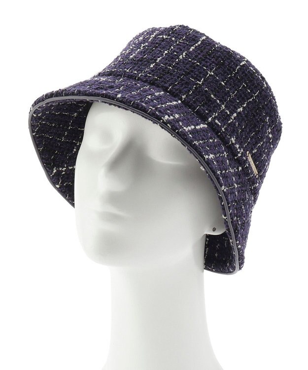 MOONBAT FURLA 【日本製】チェックツイード バケットハット ダークパープル