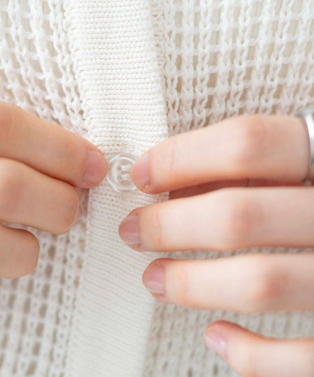 WEGO 襟付きメッシュニットショートカーデ ホワイト