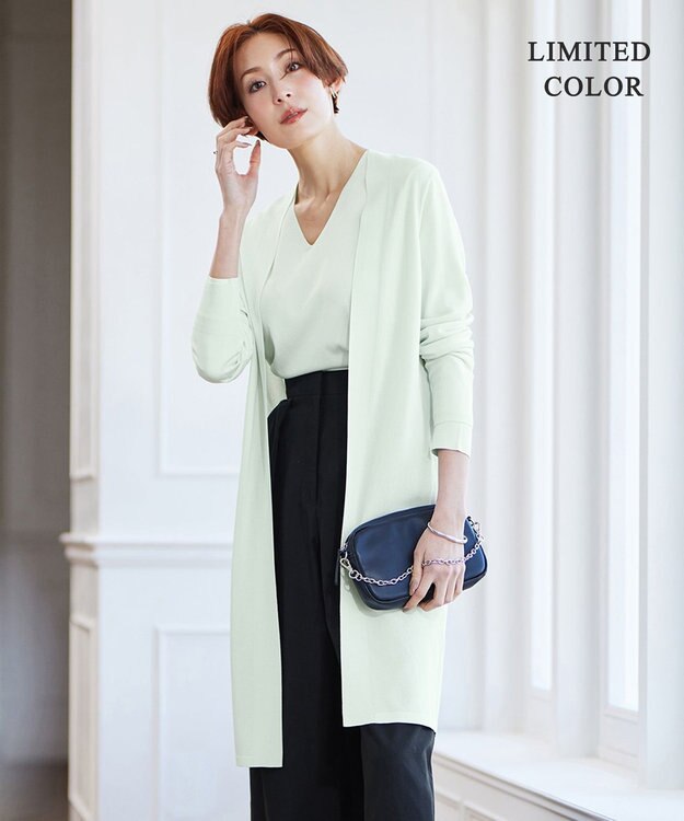 ICB 【WEB限定カラーあり】 シンセティックハイゲージ ロングカーディガン アイスグリーン系［WEB限定］