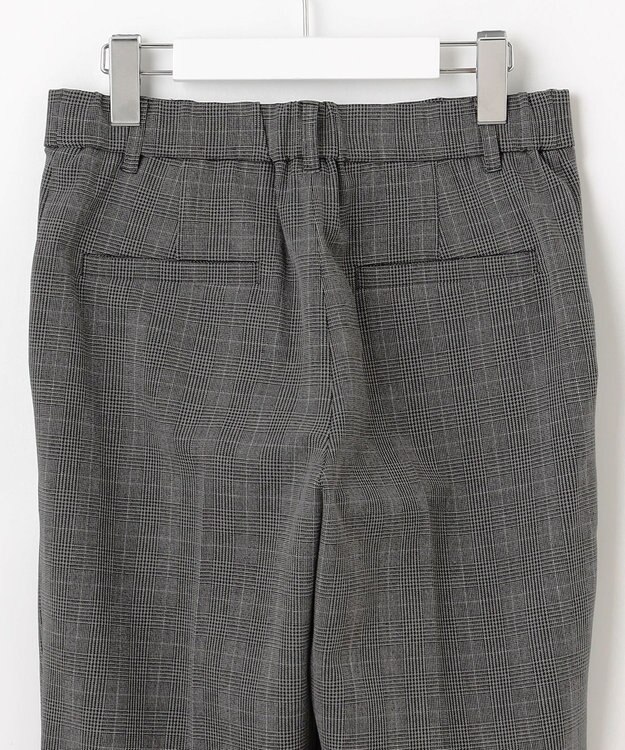 自由区 【撥水加工・洗える】TRギャバ裏起毛チェック柄テーパード パンツ グレーチェック