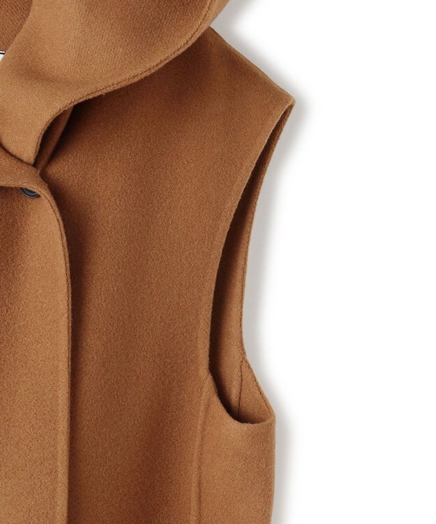 BEIGE， LEMOORE / ウールリバーフード付きロングジレ Caramel