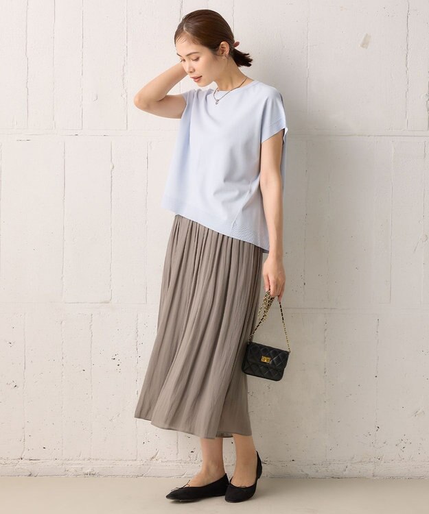 組曲 L 【WEB限定】Tシャツライク サマーニット サックスブルー系