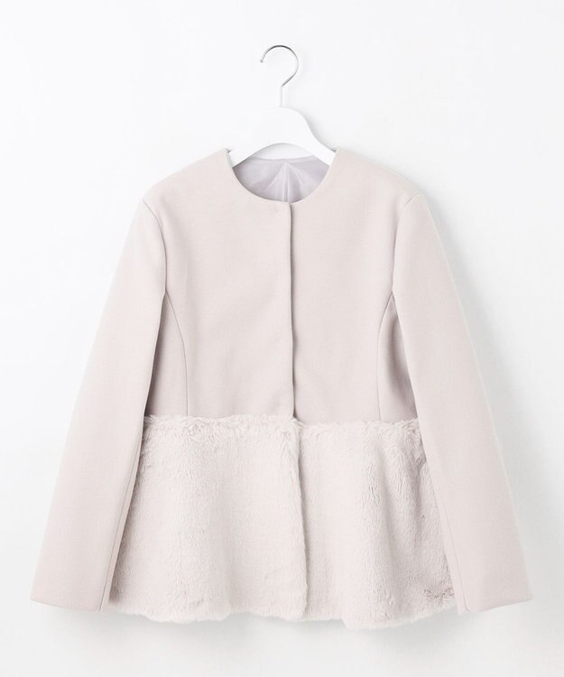 Feroux ペプラムファー ジャケット アイボリー系