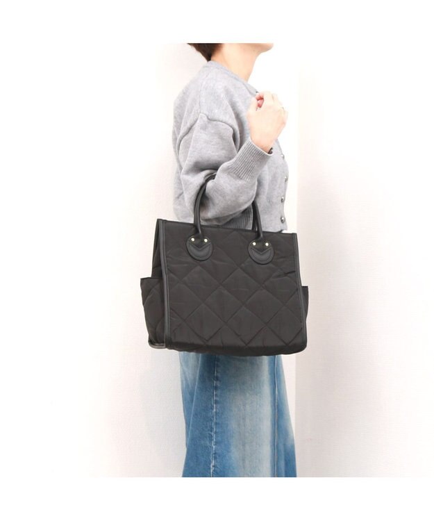 UNBILLION 【テレビ ドラマ着用アイテム】カシュカシュ cachecache / キルティングスクエアトートバッグM ブラック
