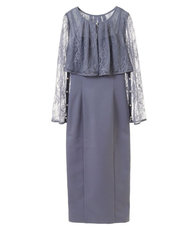 earth music&ecology ＳＥＴ２点　レースブラウス付きナローワンピース Grayish Blue