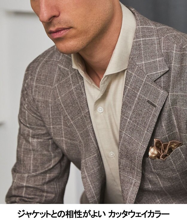 GOTAIRIKU 【洗える】コットンフラノシャツ_ カッタウェイカラー アイボリー系