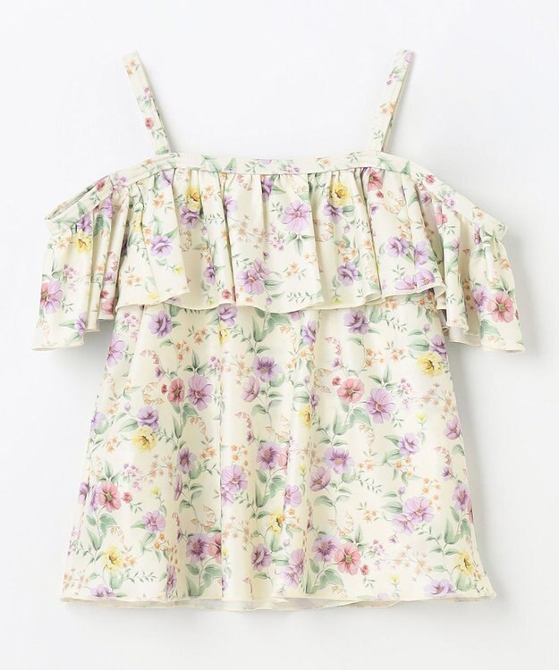 ANY KIDS 花柄×ドット柄 セパレート 水着 オフ花柄×ラベンダードット