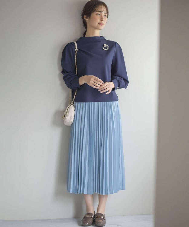 組曲 【WEB限定・2SET】ポンチトップス×プリーツスカートセットアップ ネイビー×ブルー系