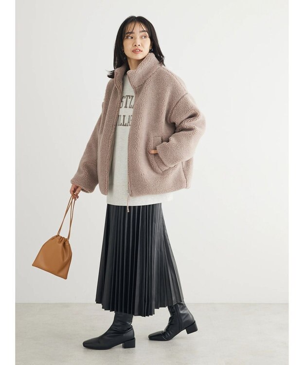 Green Parks スタンドカラーボアブルゾン Mocha