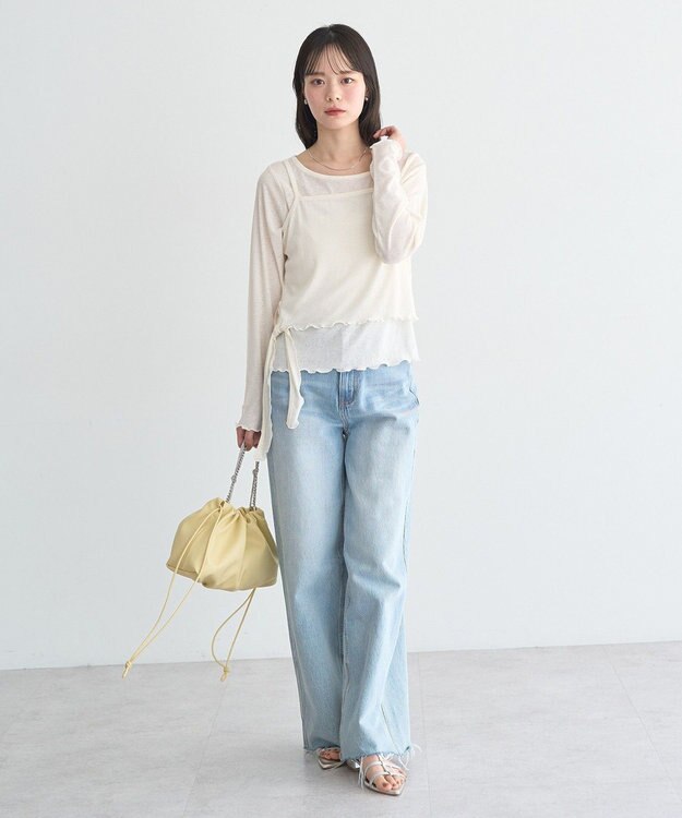 earth music&ecology 【SET2点】ツイストキャミレイヤードカットソー Ivory